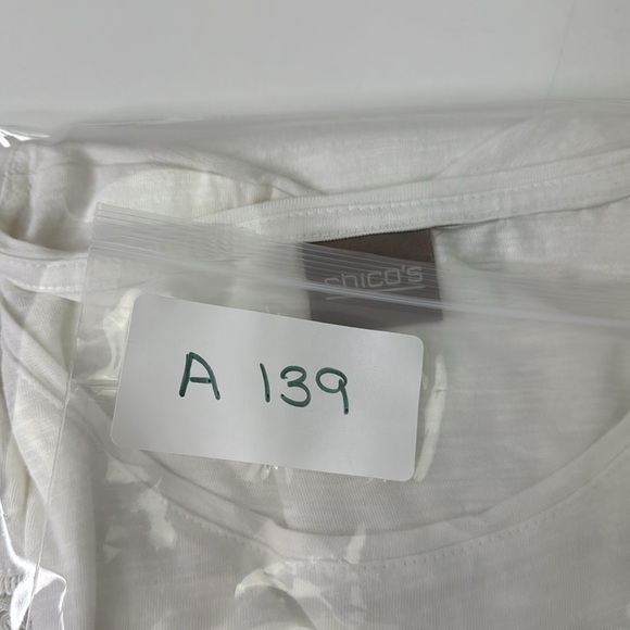 Chico's White Ruffled Short Sleeve Tee with Fringe - Picture 10 of 10